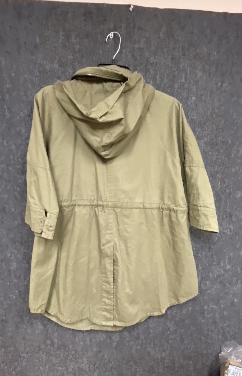 Love Tree Women's Olive Green Utility Anorak Hooded Short Sleeve Jacket Sz S