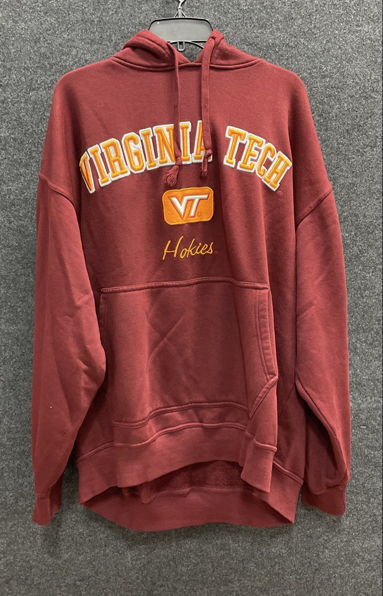 Vintage Y2K Collegiate Team Men's Maroon Virginia Tech Hokies Hoodie Sz XL