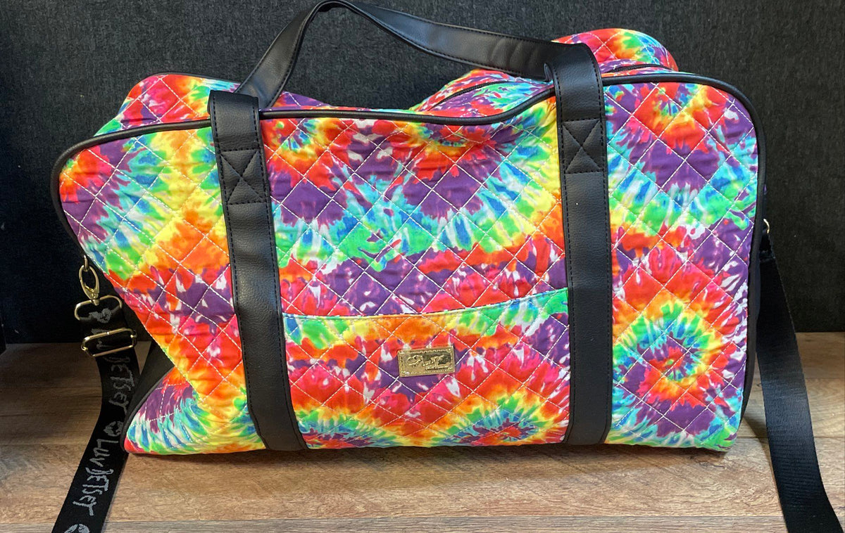 Luv Betsey by Betsey Johnson Rainbow Tie Dye Quilted Duffle Bag Weekend Travel