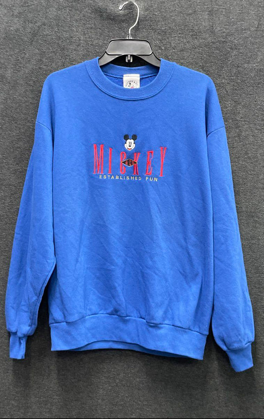 Vintage 90s Disney Mickey & Co. Blue Embroidered Sweatshirt Mickey Mouse Sz L