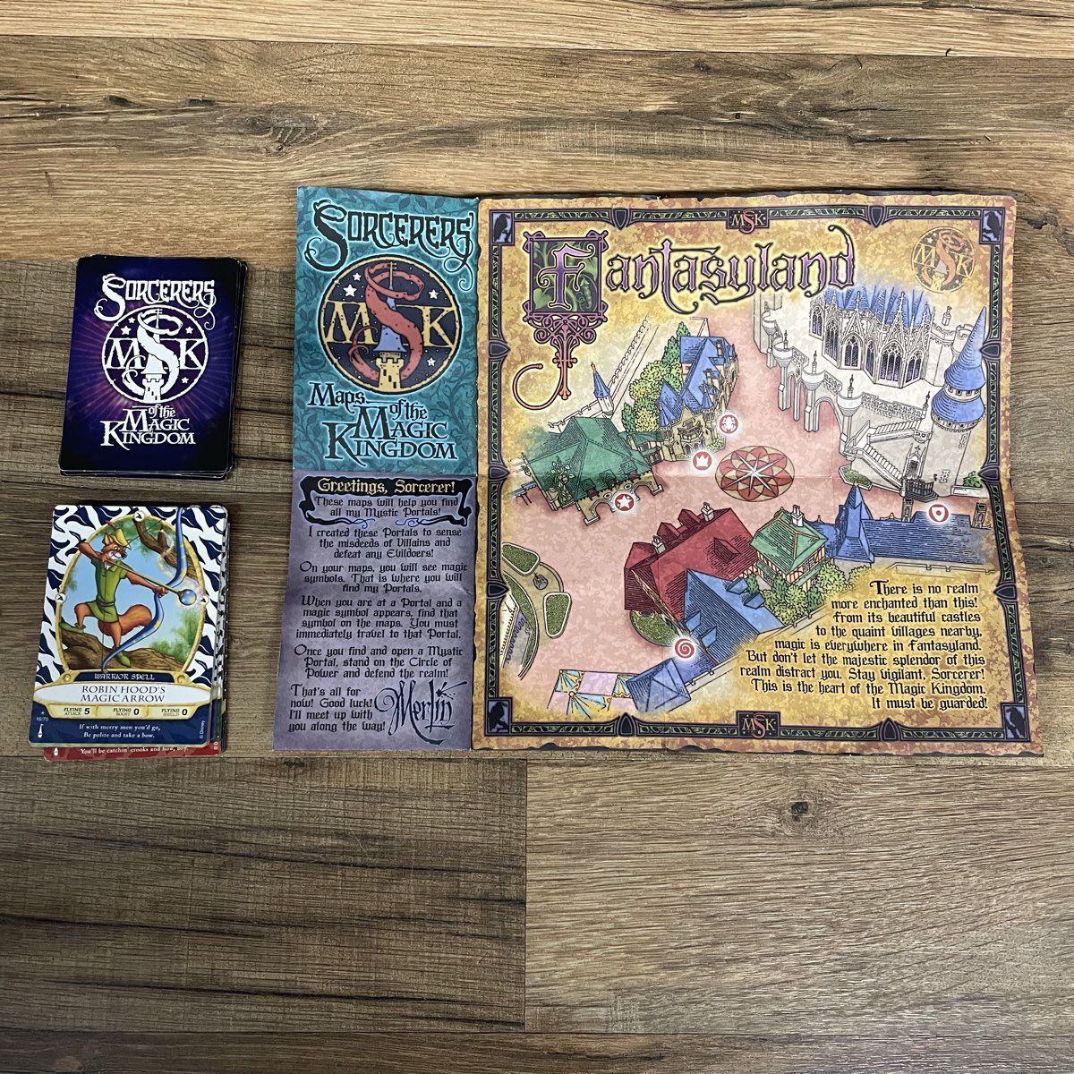 Disney Sorcerers of the Magic Kingdom Card Lot of 24 + Fantasyland Game Board