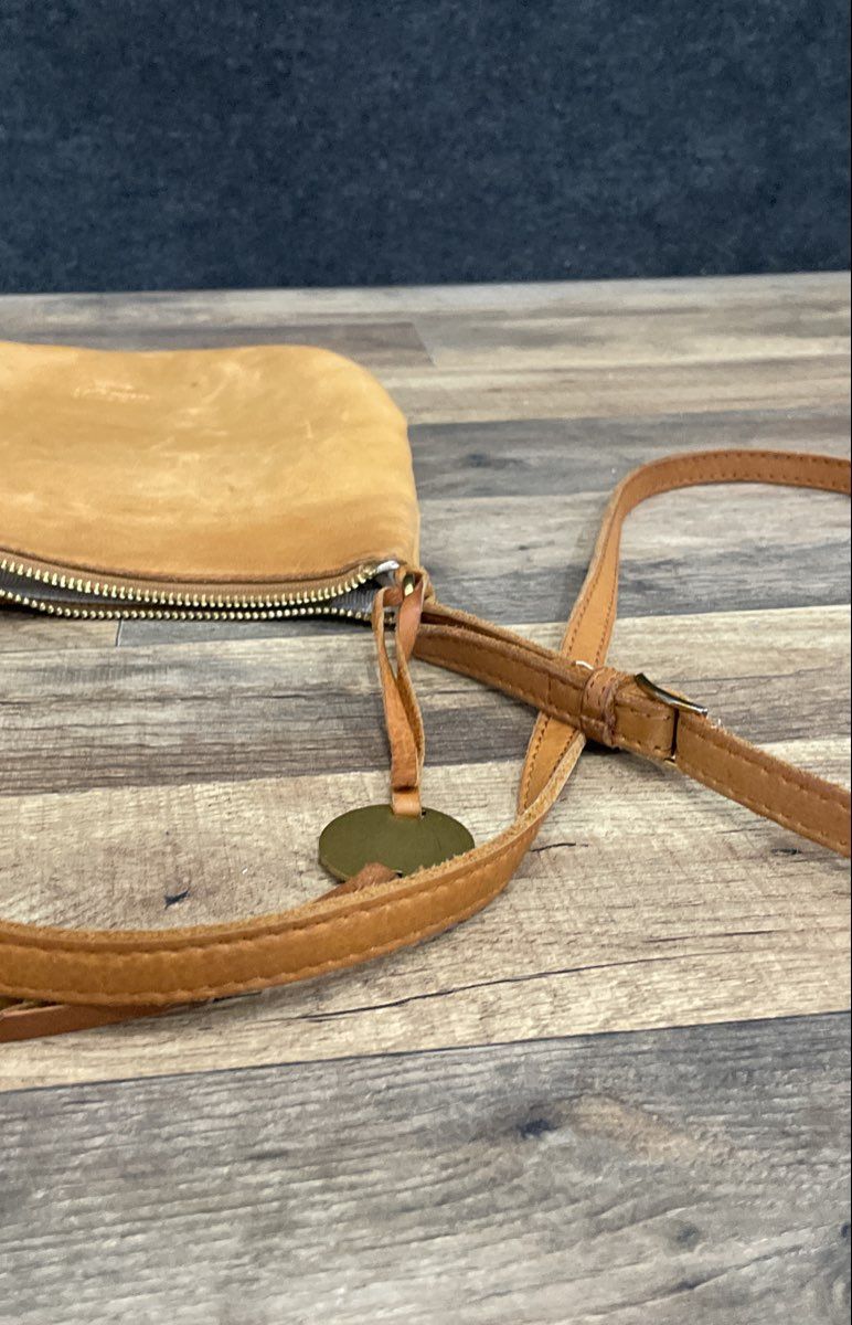 Margot New York Tan Genuine Leather Crossbody Bag Gold Hardware