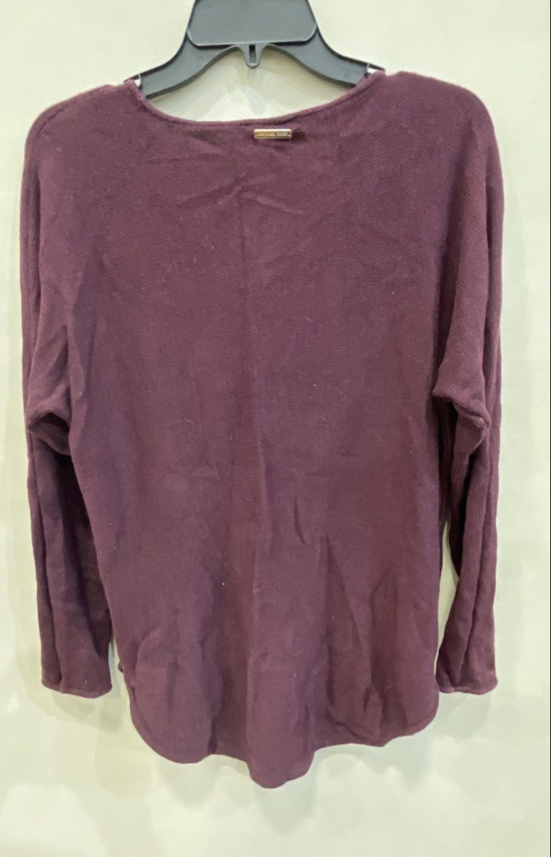Michael Kors Women's Maroon Knit Long Sleeve Side Zip Top Sweater Sz L