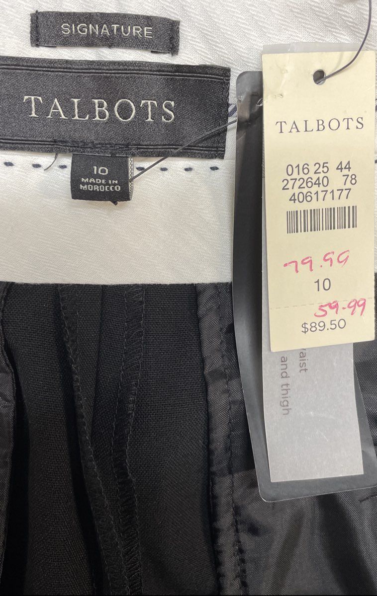 Talbots Women's Black Signature Straight Leg Dress Pants Sz 10 NWT