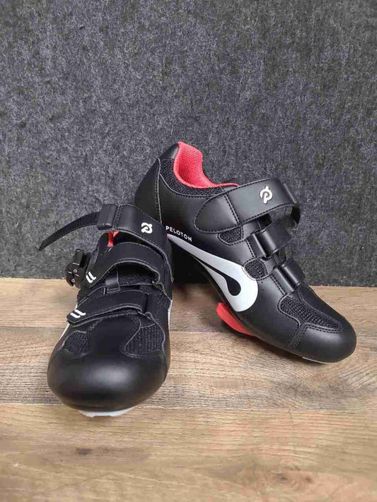 Peloton Cycling Shoes Black Red White Cleats Included Size EU 40