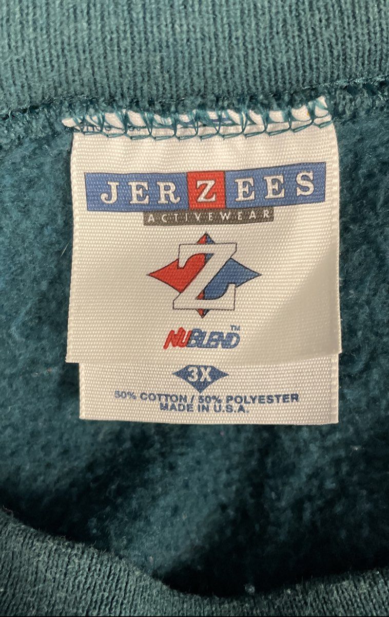 Vintage 90s Jerzees Men's Teal Green NuBlend Crewneck Sweatshirt Size 3X