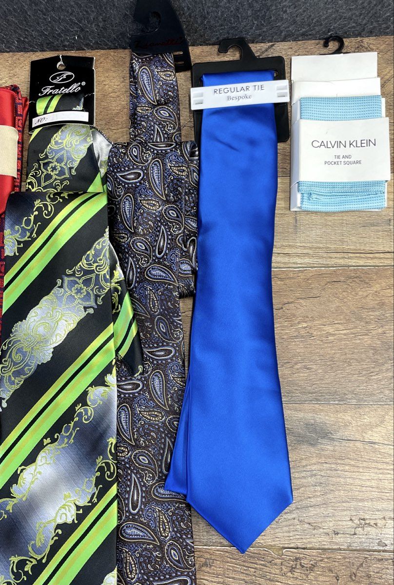 NWT Men's Necktie Lot Stafford Calvin Klein Rossi Man Silk Plaid Paisley 7pc