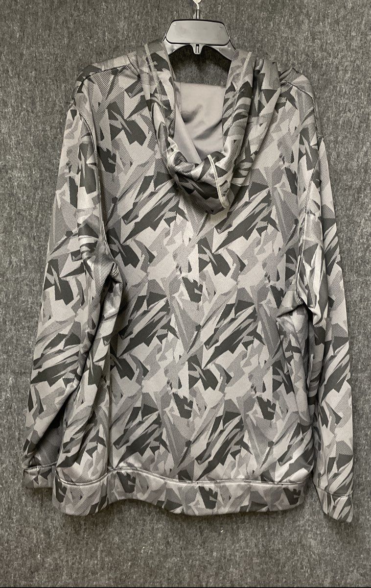 Under Armour Men's Gray Geometric Camo Full Zip Hoodie Loose Fit Sz 2XL