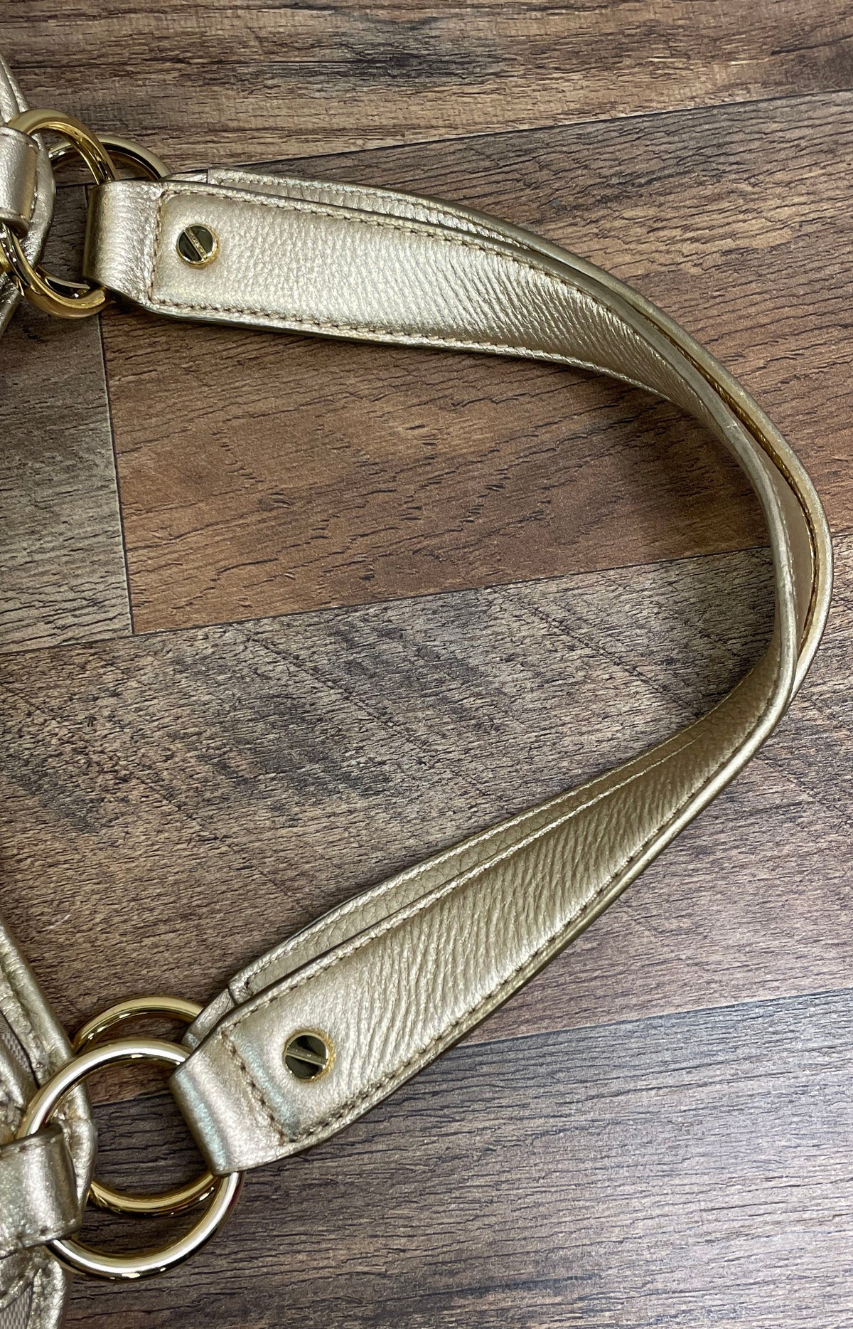 Michael Kors Gold Monogram Jacquard Shoulder Bag Push Lock Gold Hardware