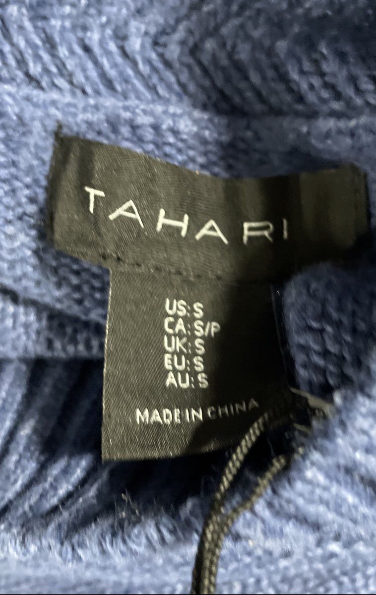 Tahari Men's Blue Mock Neck Sweater Dropped Shoulder Ribbed Knit NWT Sz S