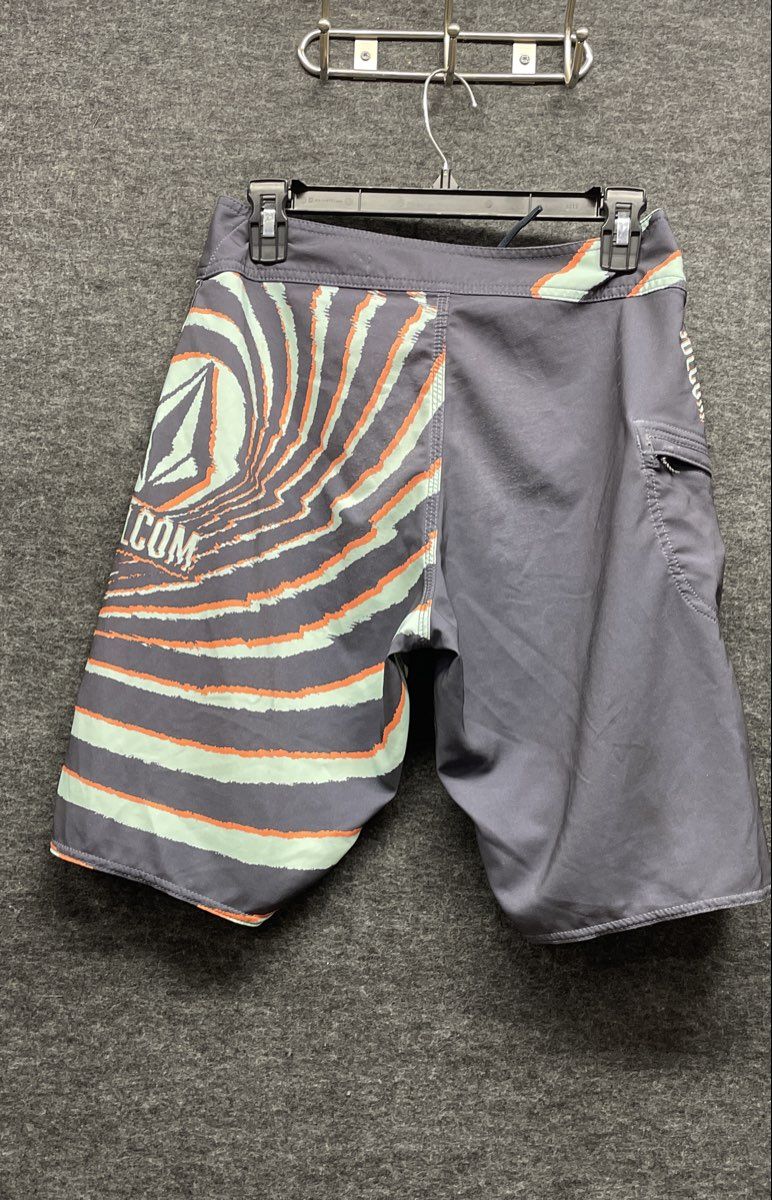 Volcom Men's Mod-Tech Board Shorts Gray Mint Orange Swirl Graphic Size 28