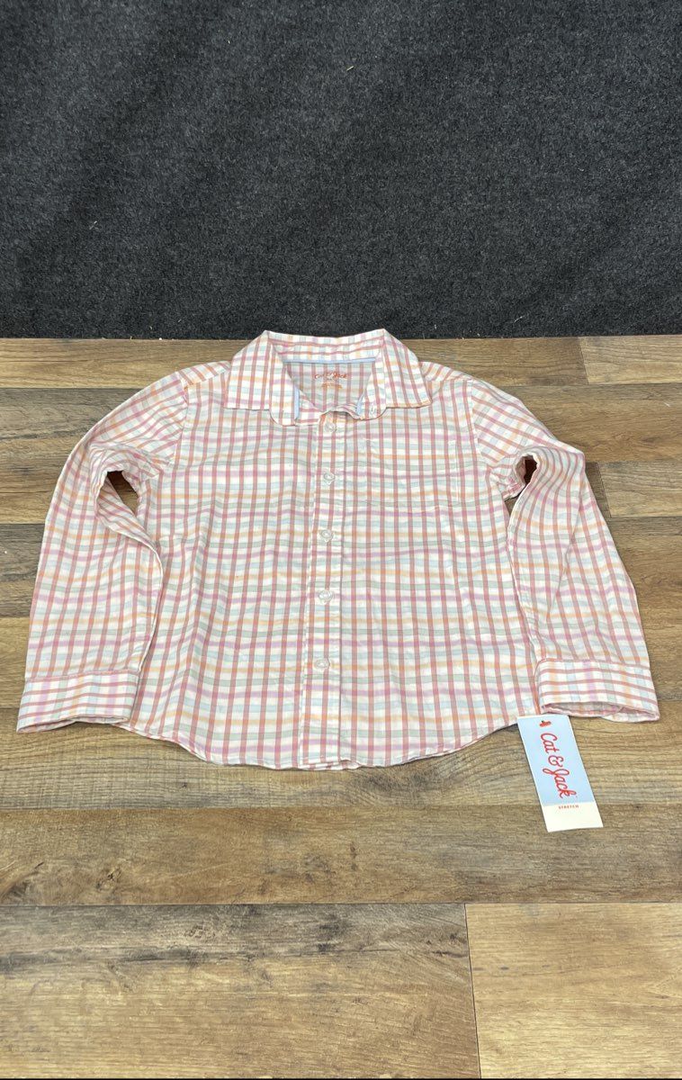 Cat & Jack Boys Long Sleeve Gingham Plaid Shirt Multicolor NWT S 6/7