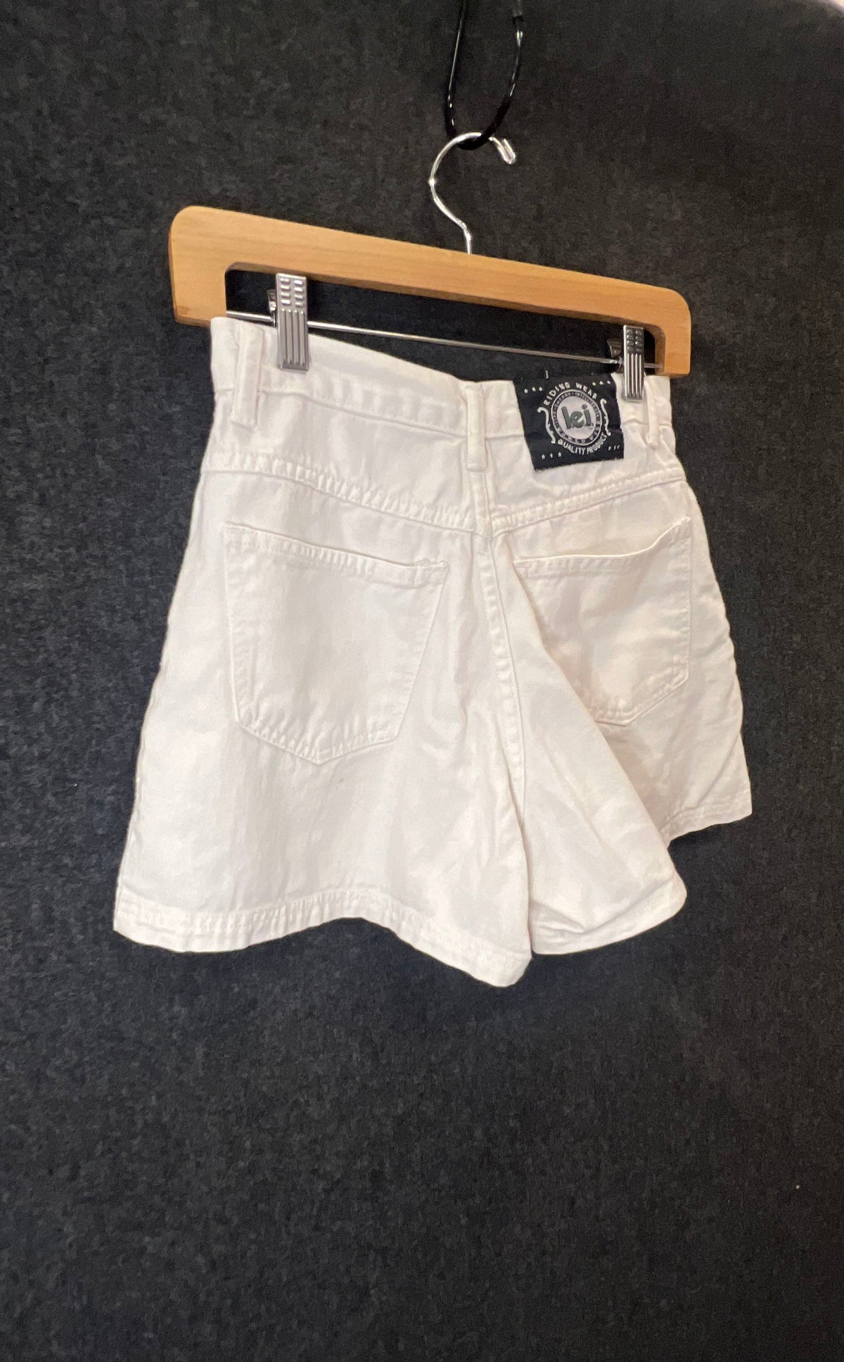 Vintage 90s l.e.i. Women's White High Waisted Denim Shorts Made in USA Sz 5