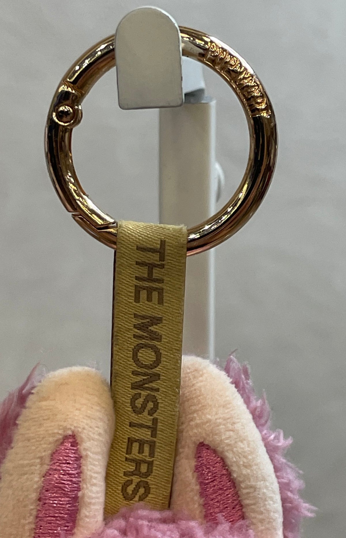 Labubu Pop Mart The Monsters Pink Plush Figure Keychain with Sweater Vinyl Face