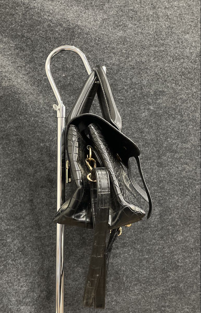 Harper & Hyde Black Croc Embossed Leather Satchel Handbag Crossbody Bag