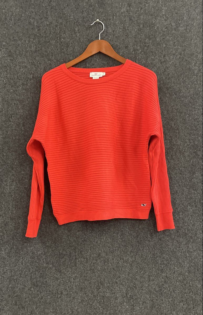 Vineyard Vines Women's Coral Ribbed Knit Dolman Crewneck Sweater Sz XS
