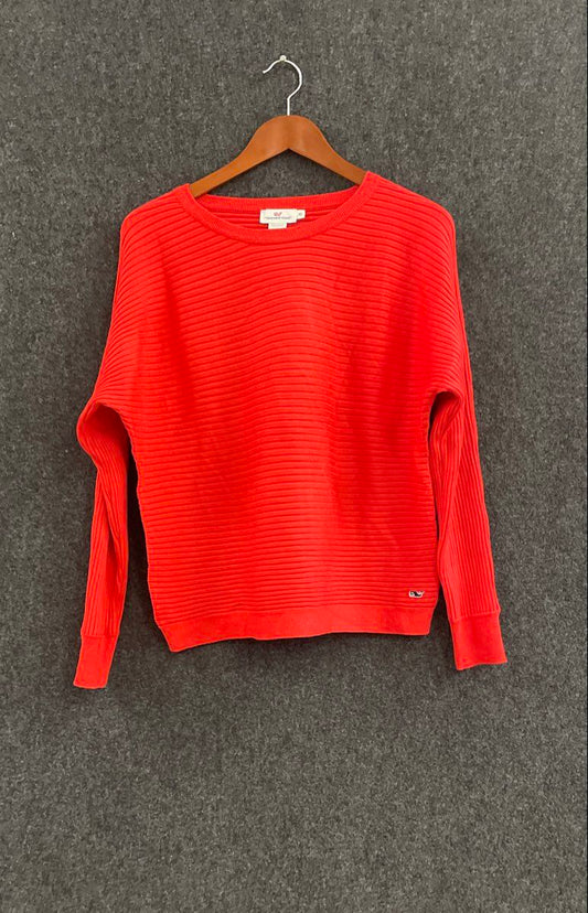 Vineyard Vines Women's Coral Ribbed Knit Dolman Crewneck Sweater Sz XS