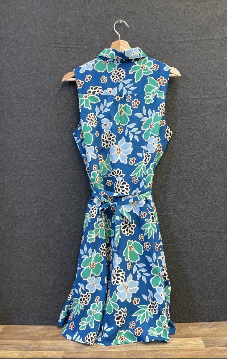 Banana Republic Women's Tie Waist Button Up Floral Sleeveless Shirt Dress Sz 10