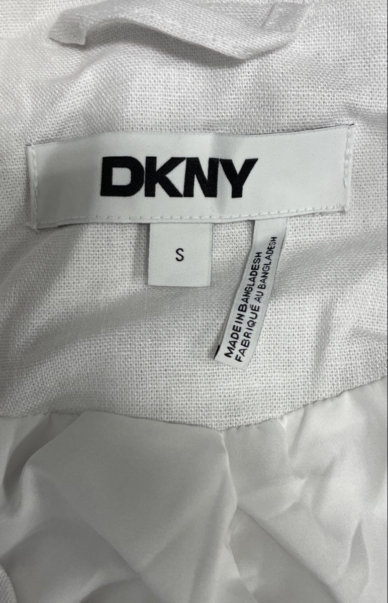 DKNY Women's White Linen Blend Asymmetrical Zip Moto Jacket Sz S NWT P1KLD044