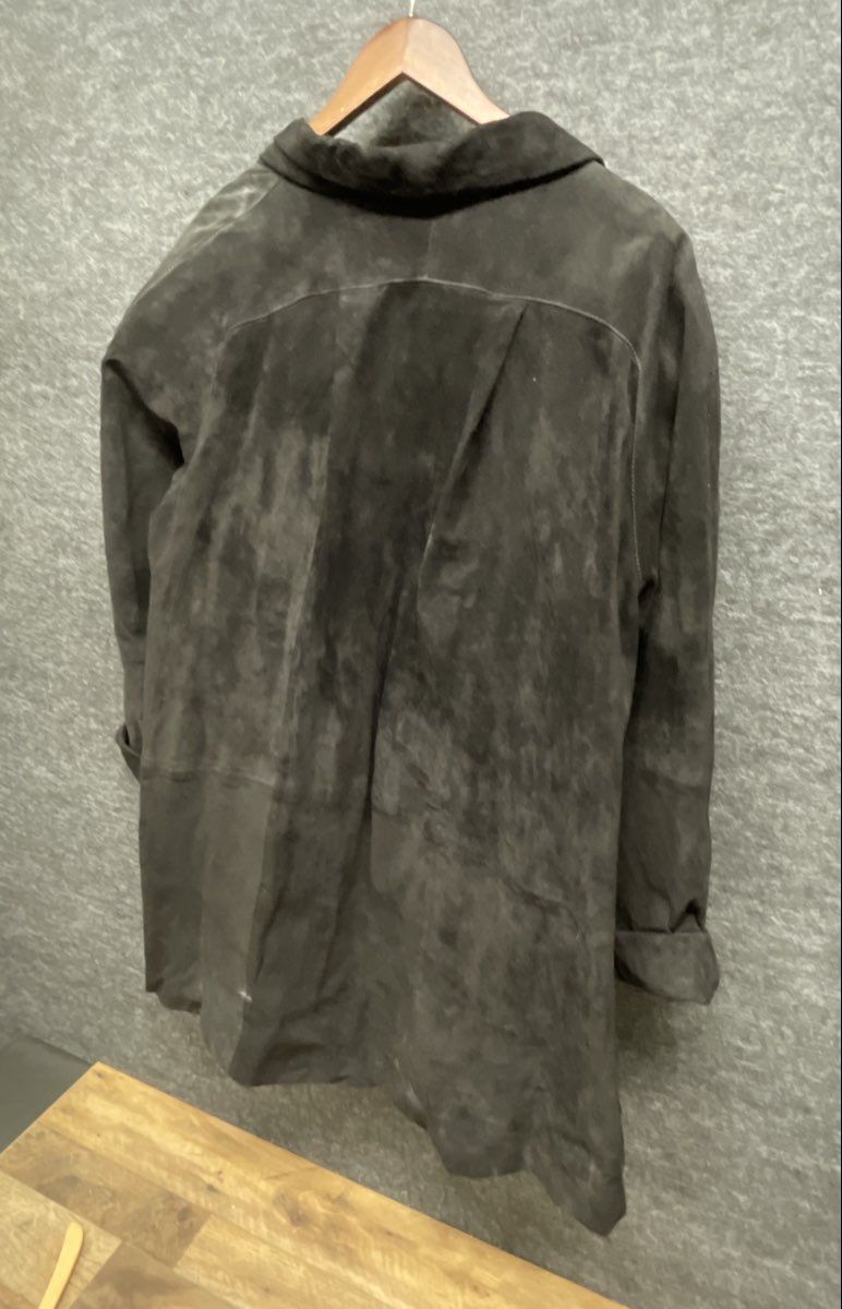 Desperado Women's Vintage 90s Black Suede Leather Shawl Collar Coat Size M