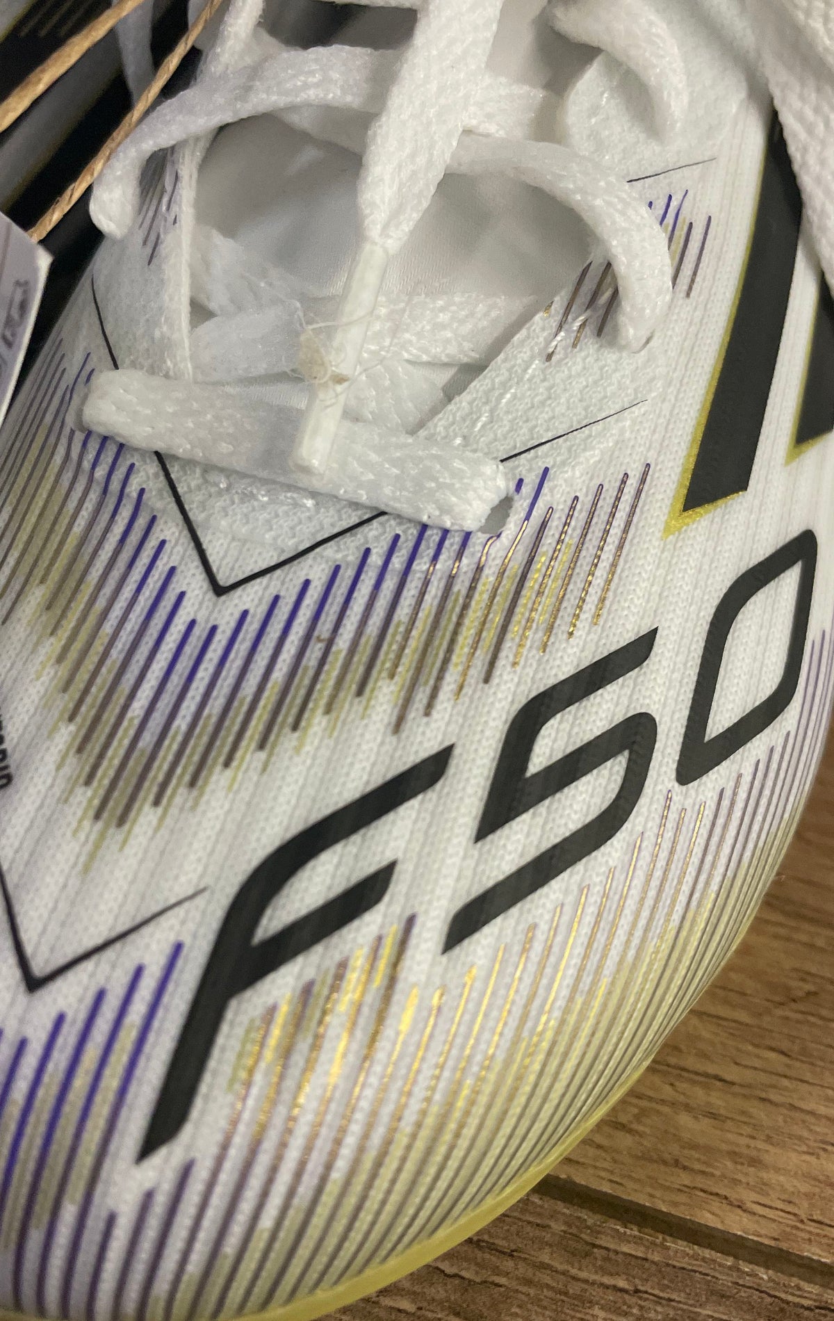 Adidas F50 League FG/MG J White Black Gold Youth Soccer Cleats Size 1 DS