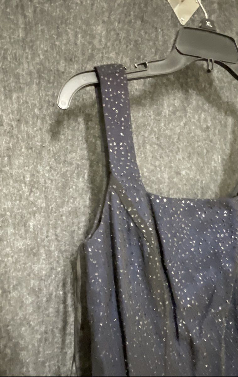 Reggio Women's Navy Blue Evening Dress Glitter Sparkle Square Neck Vintage Sz 6
