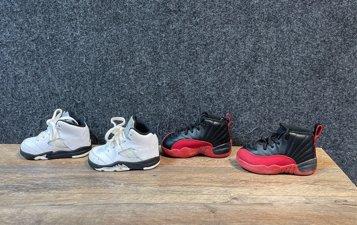 Nike Air Jordan Retro 12 Flu Game & Jordan 5 Infant Toddler Lot Size 5C 4C