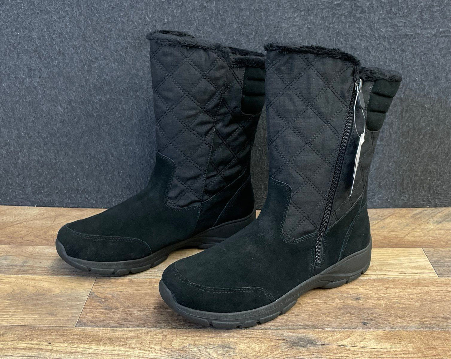 Land's End Women's Black Quilted Insulated Winter Boots Size 11 Wide NWT