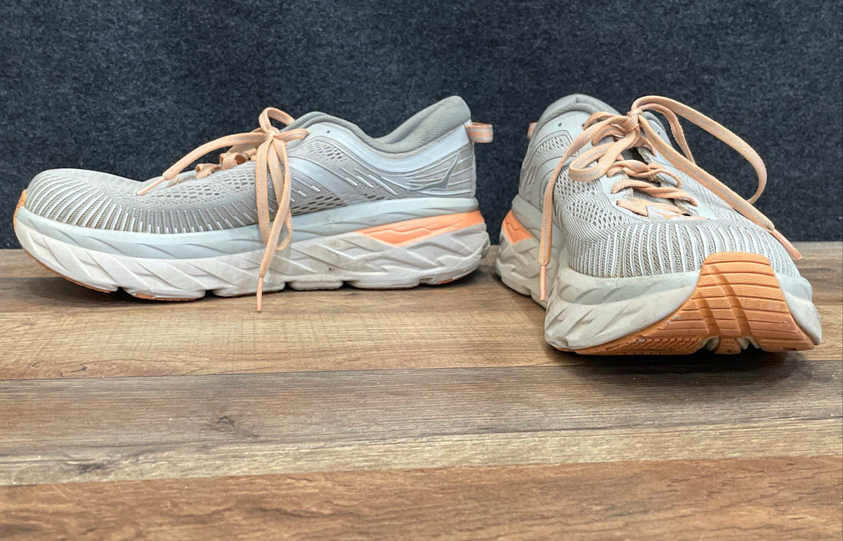 Hoka One One Bondi 7 Grey Orange Men's Road Running Shoes Size 8.5D