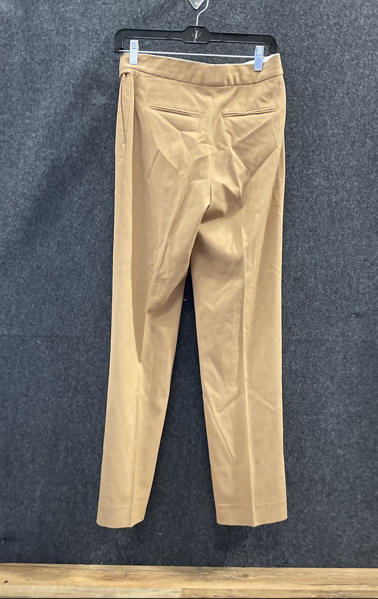 Massimo Dutti Women's Beige Pleated Front Straight Leg Viscose Blend Pants Sz 6
