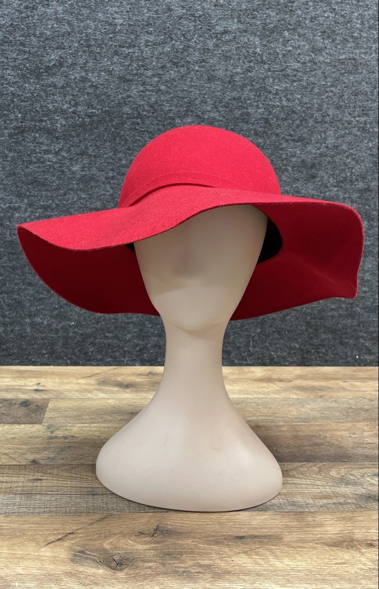 Scala Women's Red 100% Wool Wide Brim Floppy Dress Hat One Size