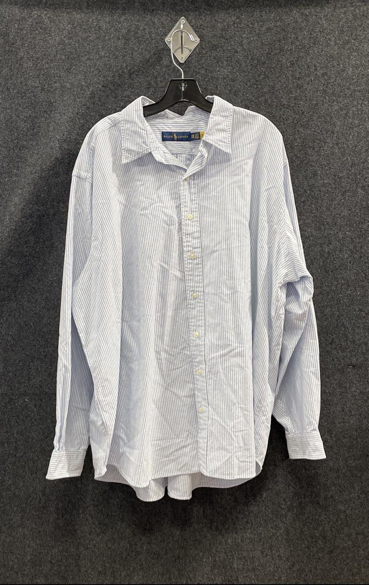 Ralph Lauren Men's Blue White Striped Long Sleeve Button Down Shirt Size 2XB