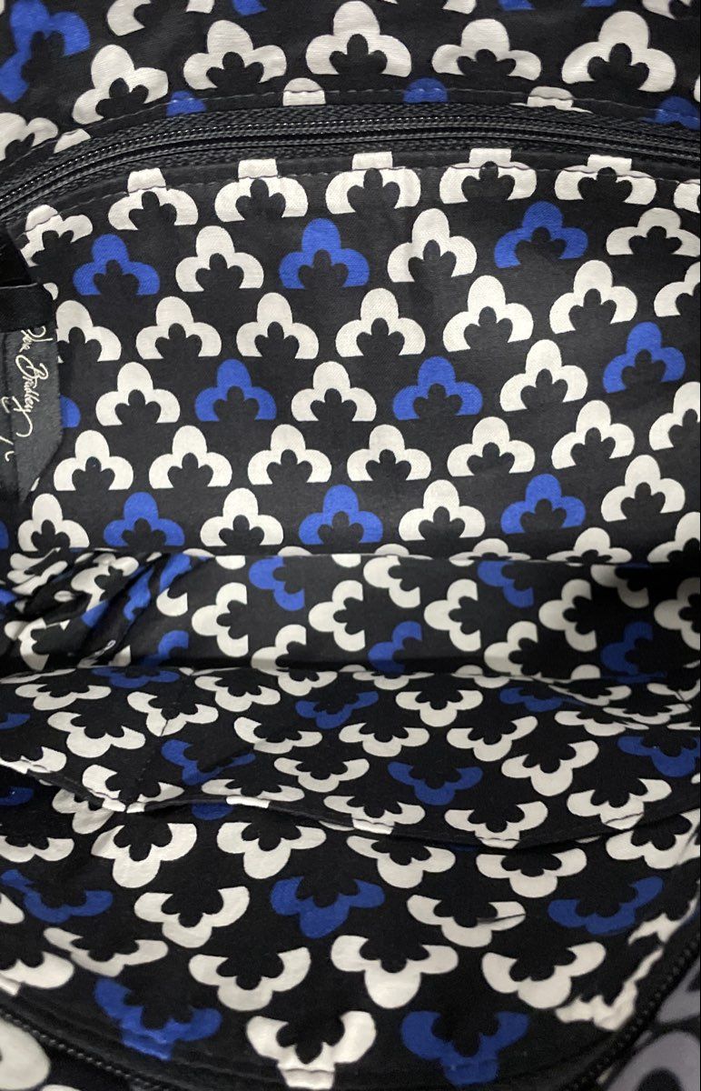 Vera Bradley Go Wild Medallion Quilted Black Blue Large Tote Bag