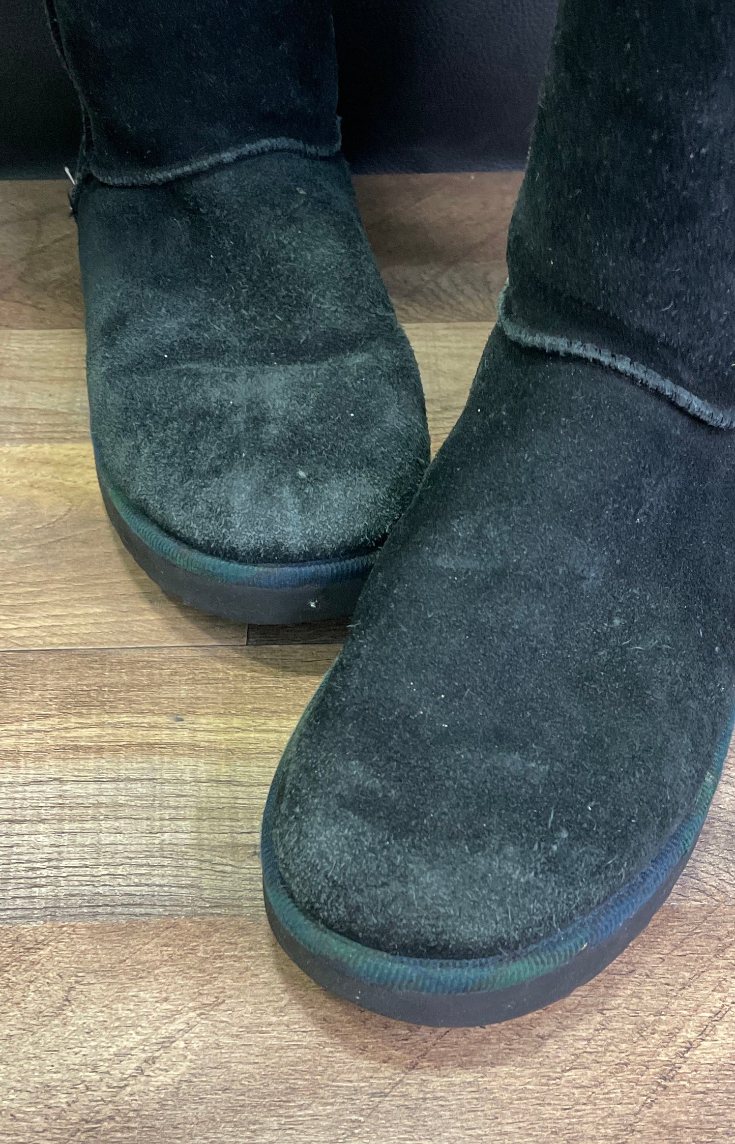 UGG Florence Black Suede Shearling Side Zip Studded Boots Women's Size 10