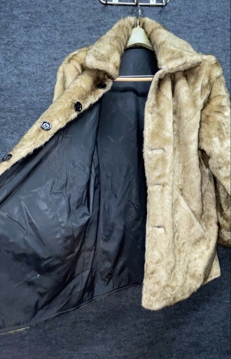 Vintage Y2K Komitor Women's Reversible Faux Fur Leather Coat Black Sz M