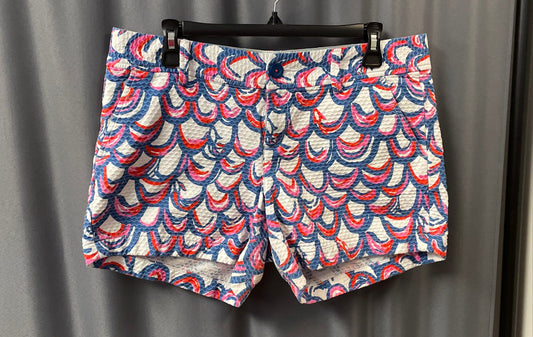 Lilly Pulitzer Women's Callahan Shorts Blue Pink Scallop Print Seersucker Sz 10