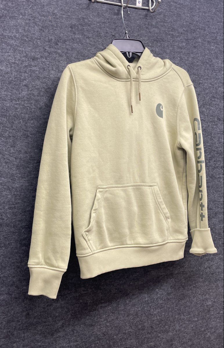 Carhartt Relaxed Fit Graphic Logo Hoodie Sage Green Sleeve Logo Sz S