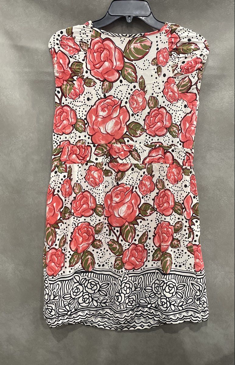 Monroe & Maine Women's Pink Green Floral Faux Wrap Rayon Mini Dress Sz M