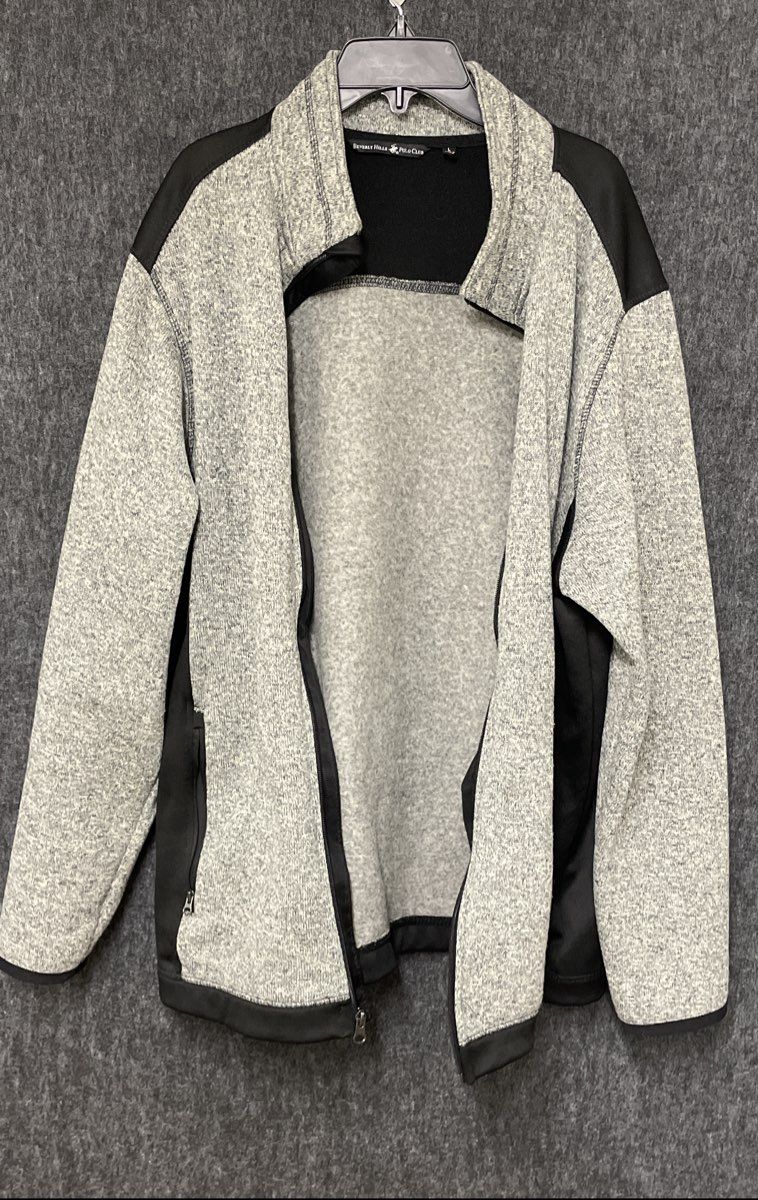 Beverly Hills Polo Club Men's Gray Black Heathered Full Zip Jacket Sz Large
