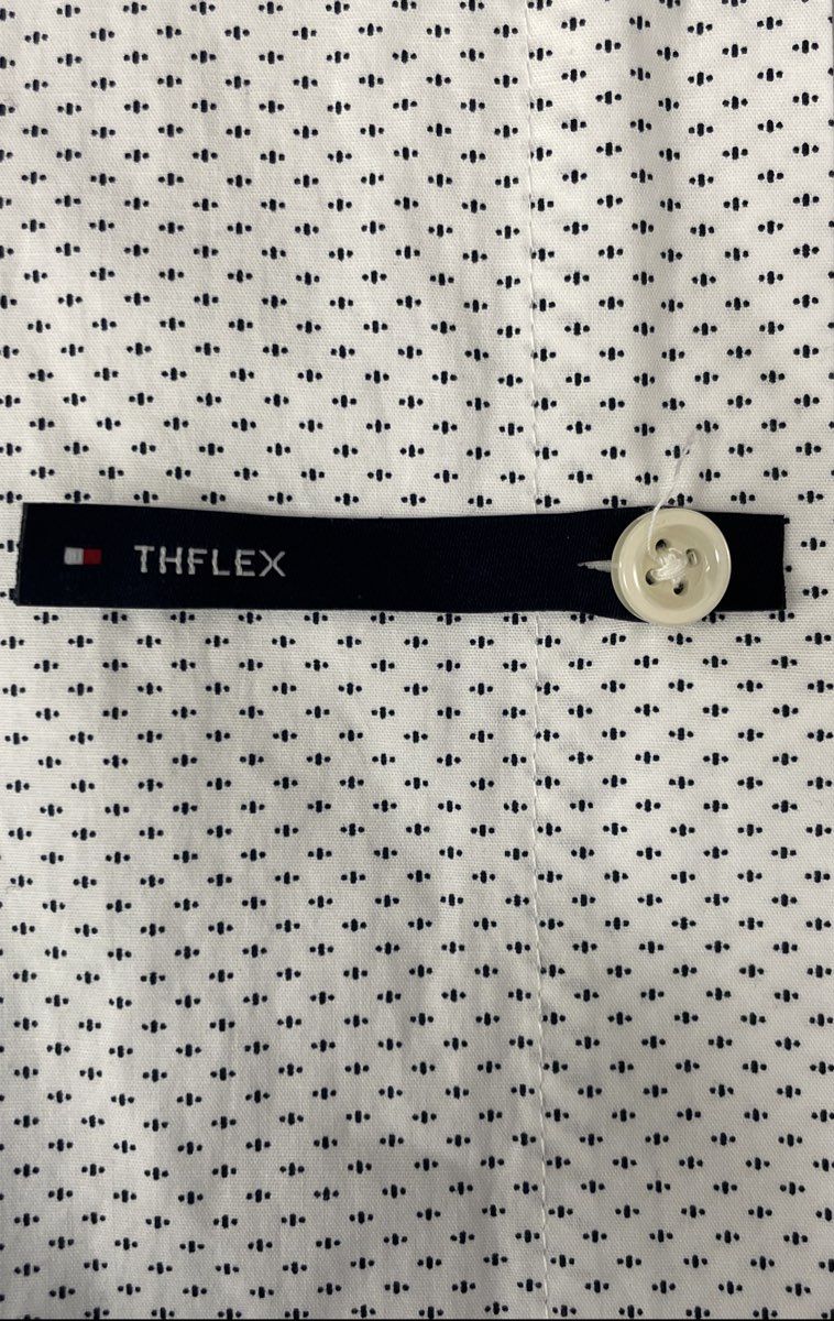 Tommy Hilfiger Men's White TH Flex Regular Fit Stretch Geometric Shirt Sz L NWT