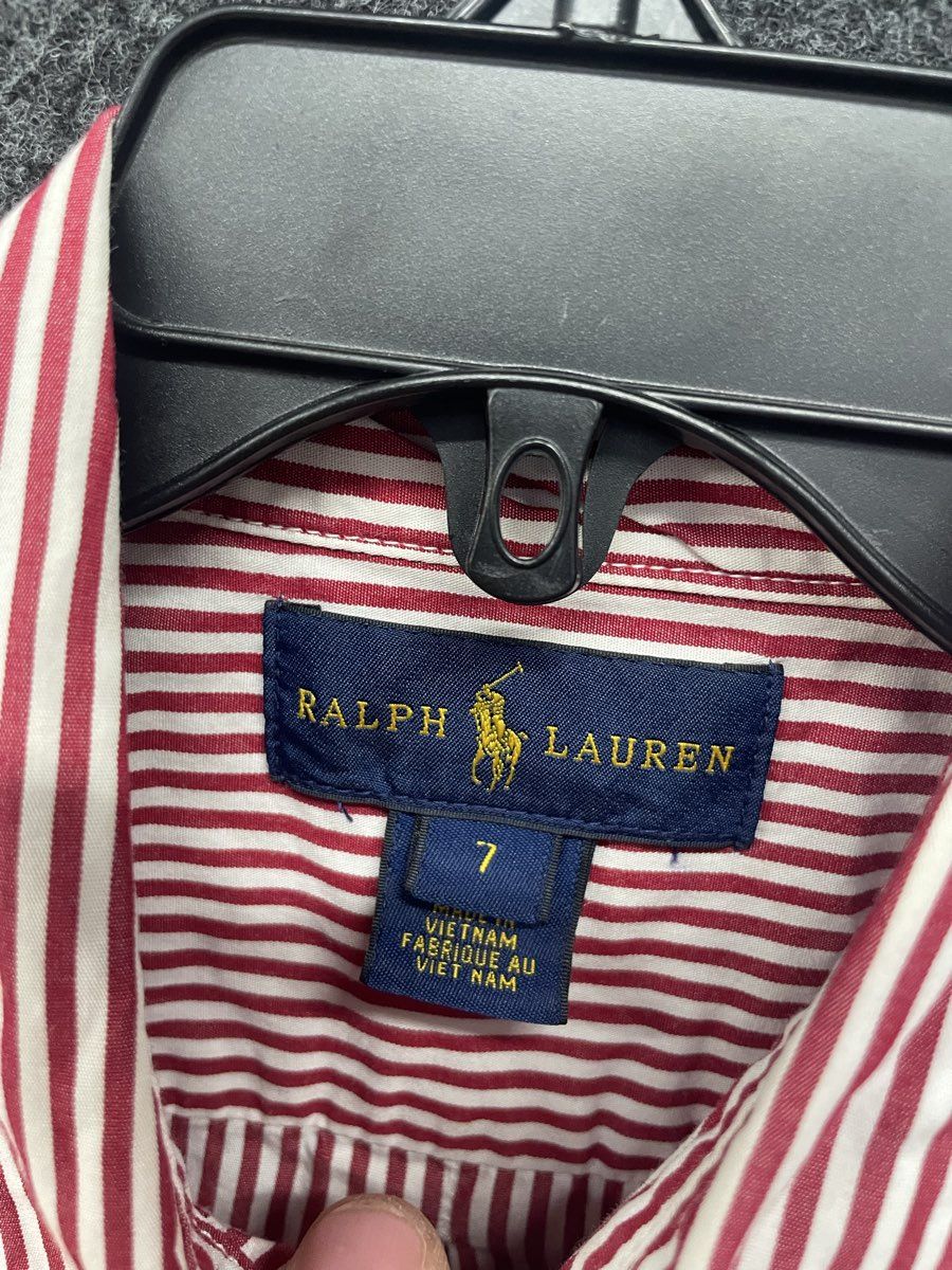 Polo Ralph Lauren Junior Boys Red White Striped Button Up Shirt Sz 7
