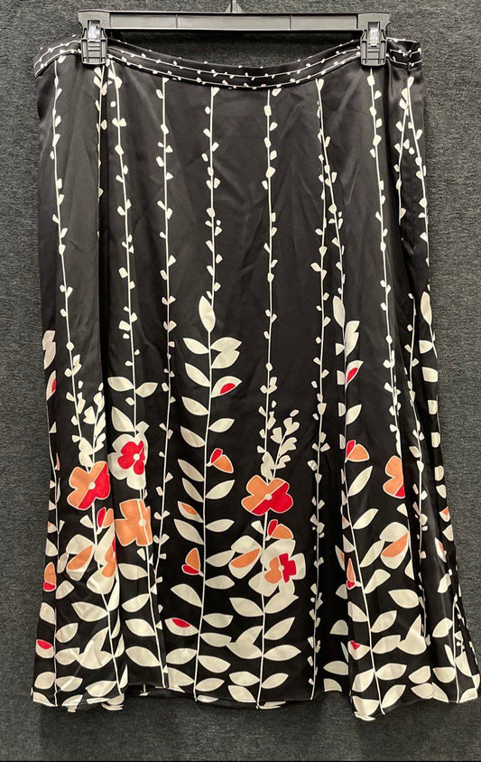 Talbots Women's Pure Silk Skirt Black Floral A-Line Size 18 NWT