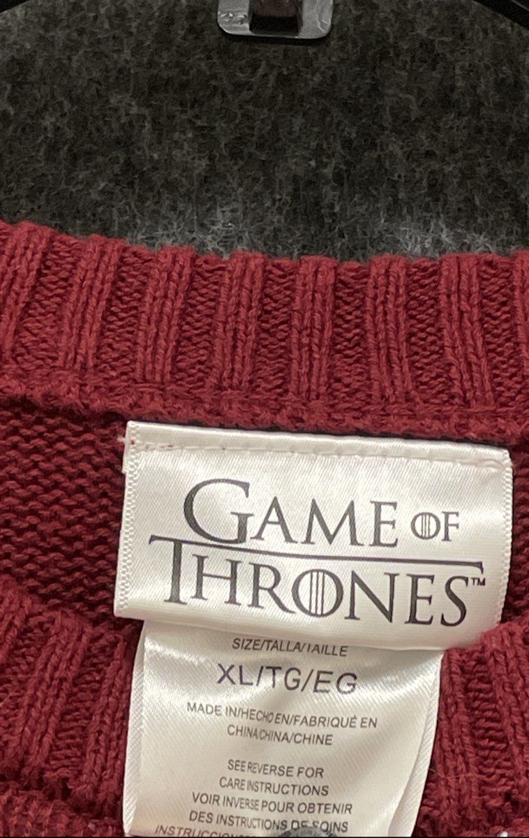 Game of Thrones Men's Burgundy I Drink and I Know Things Knit Sweater Sz XL