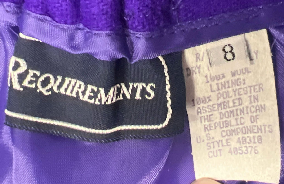 Vintage 90s Requirements Women's Purple 100% Wool Lined Straight Skirt Sz 8