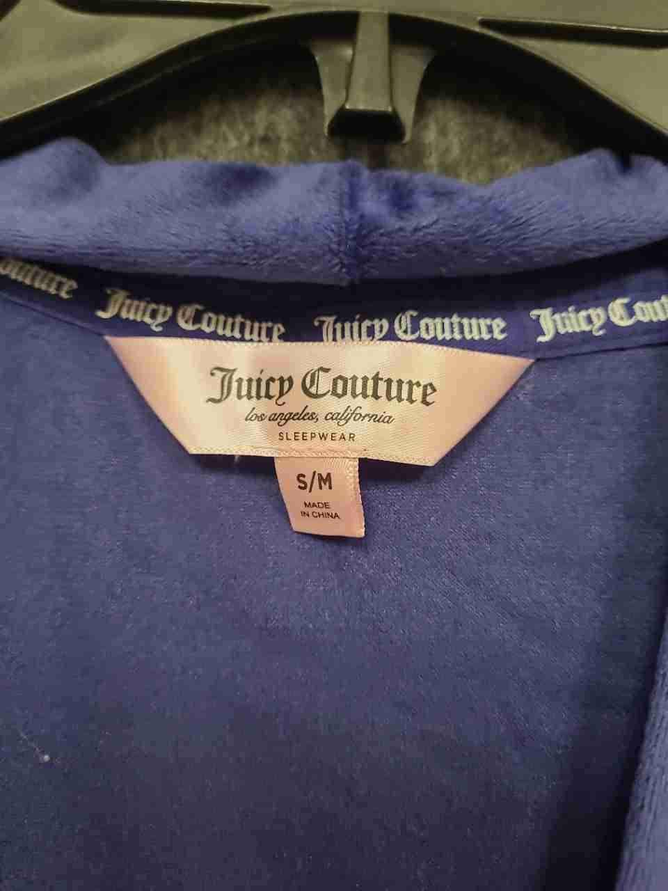 Juicy Couture Women's Purple Velour Rhinestone Logo Belted Robe Sz S/M