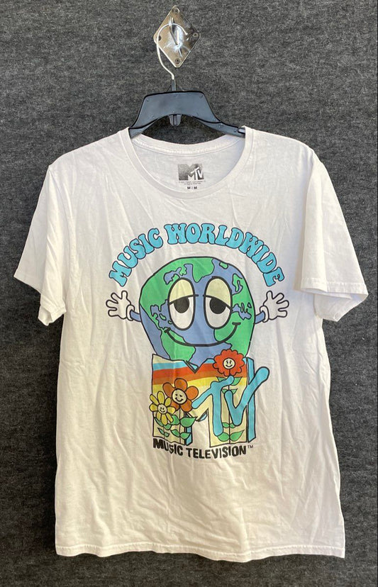 MTV Music Worldwide Earth Graphic T-Shirt Reprint Viacom Sz M