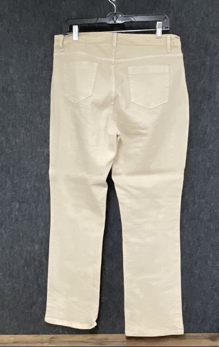 DG2 Diane Gilman Women's Beige Rhinestone Ramie Blend Jacket L Pants 14 Set