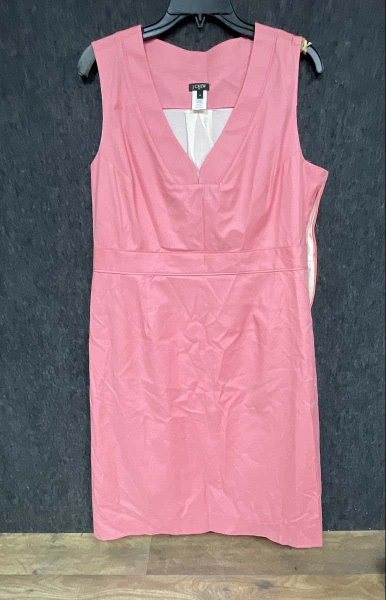 J. Crew Women's Pink V-Neck Sleeveless Cotton Spandex Sheath Dress Sz 14