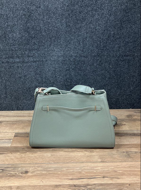 Anne Klein Sage Green Saffiano Satchel Handbag Gold Hardware Crossbody Bag