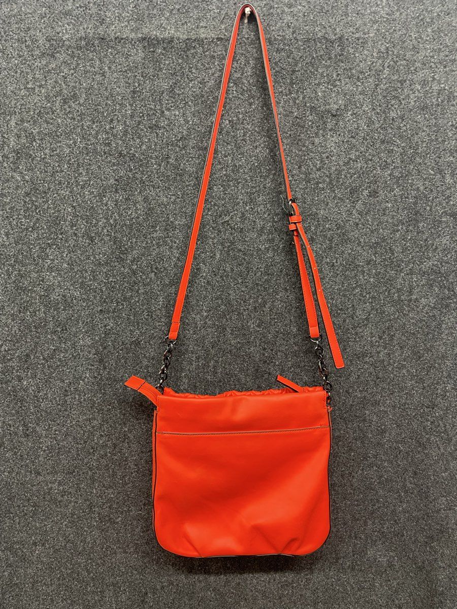 Simply Vera Wang Hibiscus Orange Remsen Ruched Faux Leather Crossbody Bag